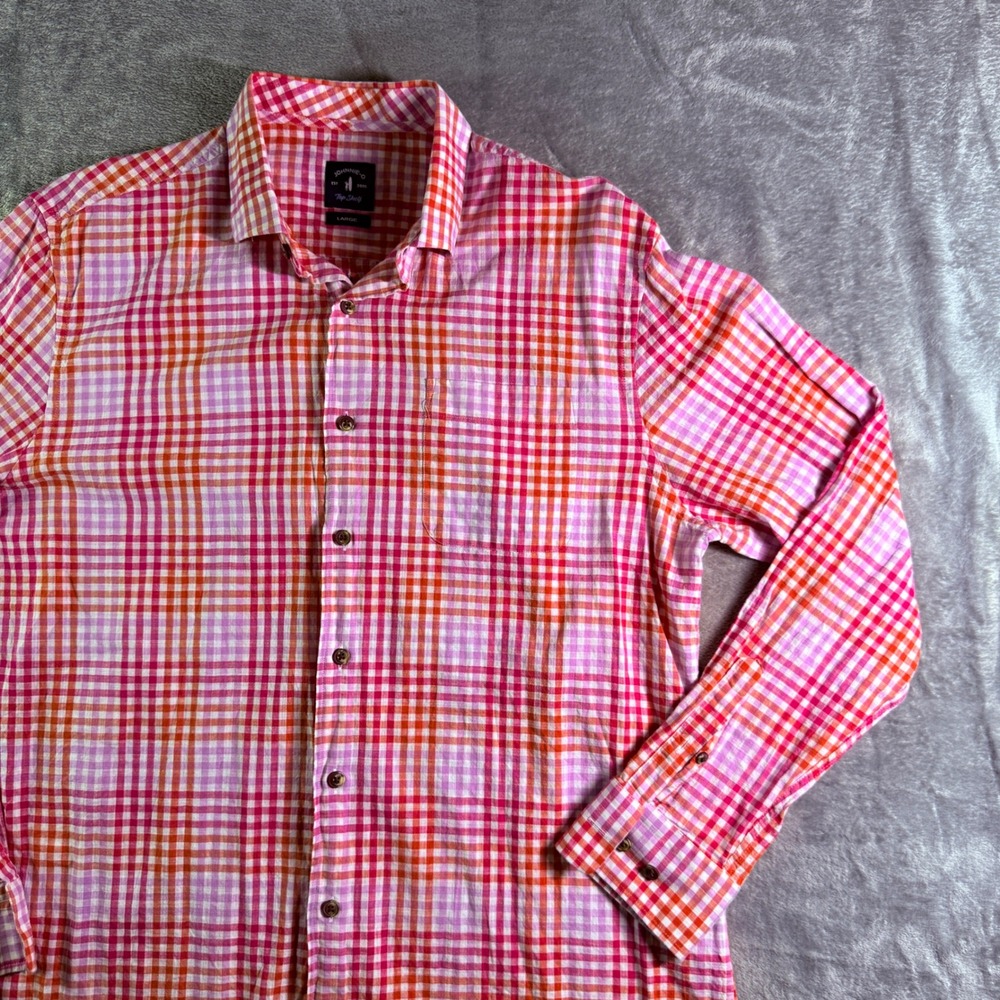 Johnnie-O Top Shelf Mens Long Sleeve Plaid Button Down Shirt - LARGE